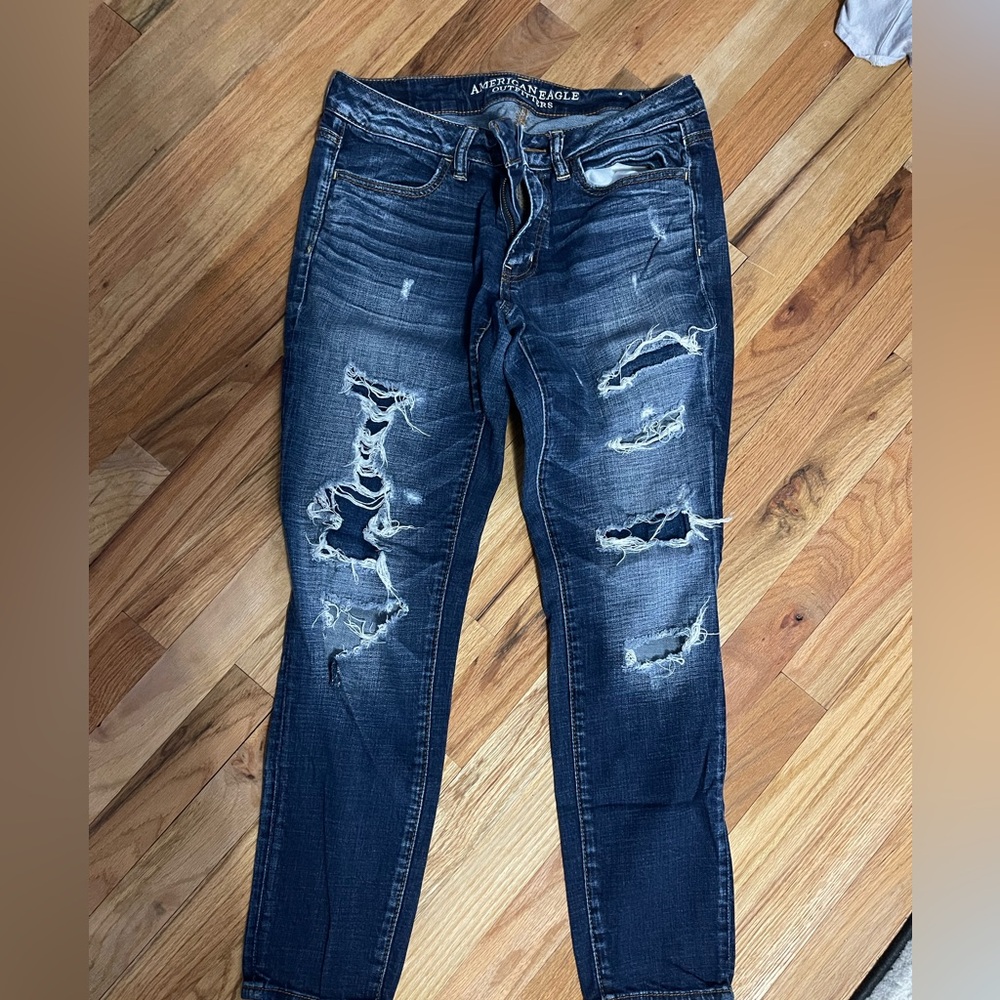 American Eagle Outfitters Ripped Dark Blue Jeggings